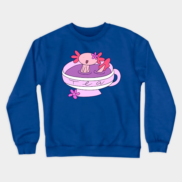 Axolotl Tea Crewneck Sweatshirt by saradaboru